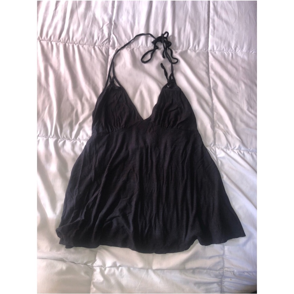 Navy blue V tank top